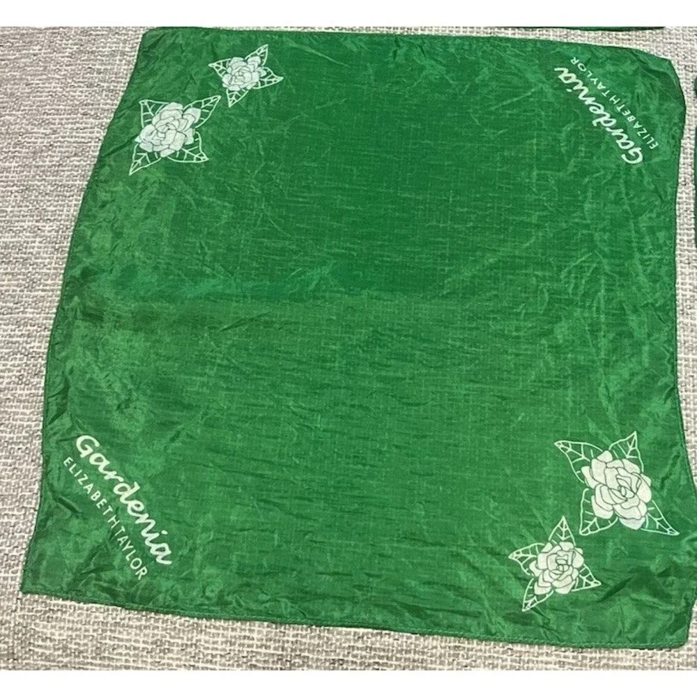 Vtg Elizabeth Taylor Gardenia Perfume Promo Satin Handkerchief Napkins Set of 4